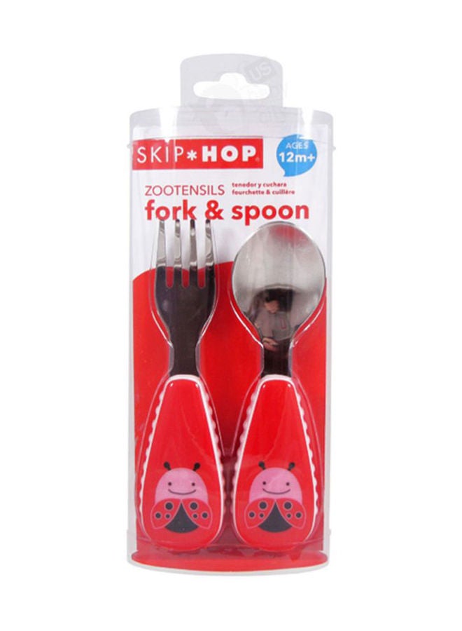 NIBEMINENT Zootensils Ladybug Baby Cutlery, Pack Of 2 - Multicolour  - Image 2