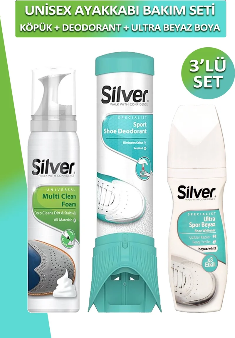 Dopar Shoe Care Set - Silver Fabric Leather Sports Shoe Dye + Silver Shoe Deodorant & Cleaning Foam