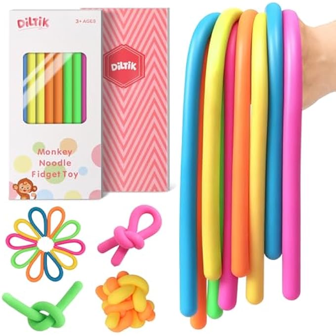 Diltik 10 Pack Sensory Toys for Kids Upgraded Extra-Thick Stretchy Sensory Strings for Autism, ADHD, Anxiety Durable Toys in Gift Box for Boys & Girls, Travel & Classroom Use Smooth - Image 1