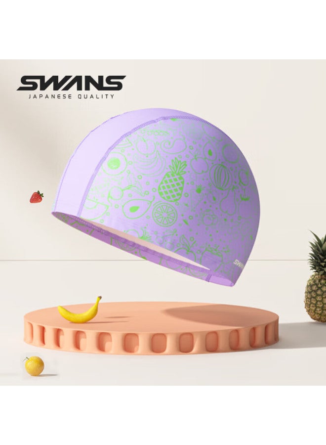 Speed Vision Suan Children's Swim Cap, Pu Material, Non-binding, Printed Fabric, Swimming Cap For Girls, Professional Waterproof, Ear Protection, Cute, Macaron Purple - Image 2