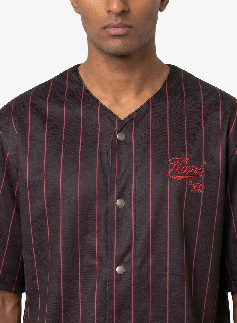 Karl Kani  Cursive Varsity Pinstripe Cropped Baseball for Men | Best Price UAE