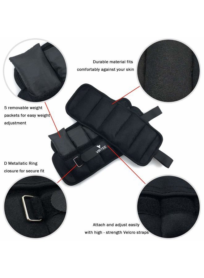 Virtee Adjustable Ankle Weights for Women Men Kids, Wrist Weight Set 1-5 lbs (1 Pair) with Removable Weight for Jogging, Walking, Gymnastic, Workout, 0.5-2.5 lbs Each Pack, 2 Pack - Image 3