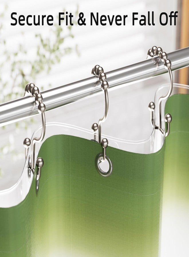 Amazer Shower Curtain Rings, Rust-Resistant Metal Double Shower Hooks for Curtain Rolling Shower Curtain Hooks Rings Shower Rings for Bathroom Shower Curtain Rod, Matte Nickel, Set of 12 Rings - Image 3