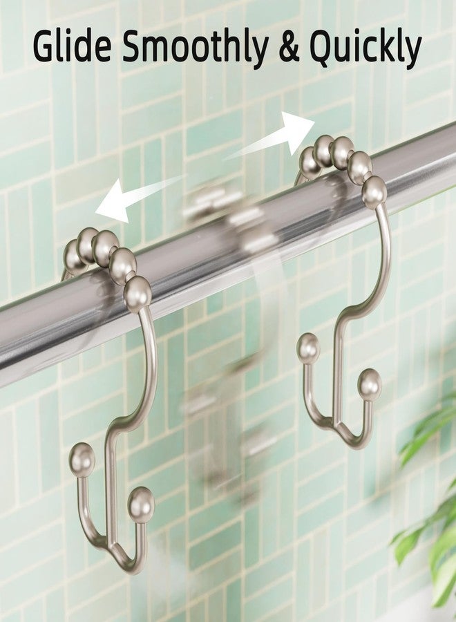Amazer Shower Curtain Rings, Rust-Resistant Metal Double Shower Hooks for Curtain Rolling Shower Curtain Hooks Rings Shower Rings for Bathroom Shower Curtain Rod, Matte Nickel, Set of 12 Rings - Image 5