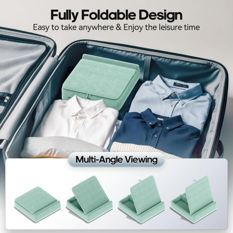 KDD Tablet Pillow Stand with Storage, Foldable iPad Holder for Bed, Lap and Desk, Angle Adjustable Soft Pad Dock with Stylus Mount Compatible with iPad Pro 12.9, 11, Air, Mini, Phones, Books (Green) - Image 4