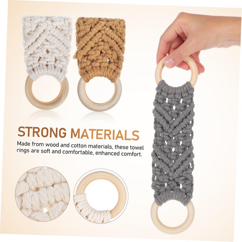 3pcs Handmade Macrame Cotton Towel Holder Loop Nordic Style Bathroom Wall Hooks - Image 4