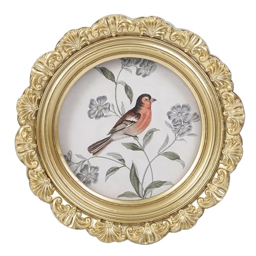 LIHOLO Vintage Picture Frames 3x3 Round Gold Antique Picture Frames with Glass Front Handcrafted Rustic Home Decor for Wall Mount and Tabletop Gallery Wall Art - Image 1