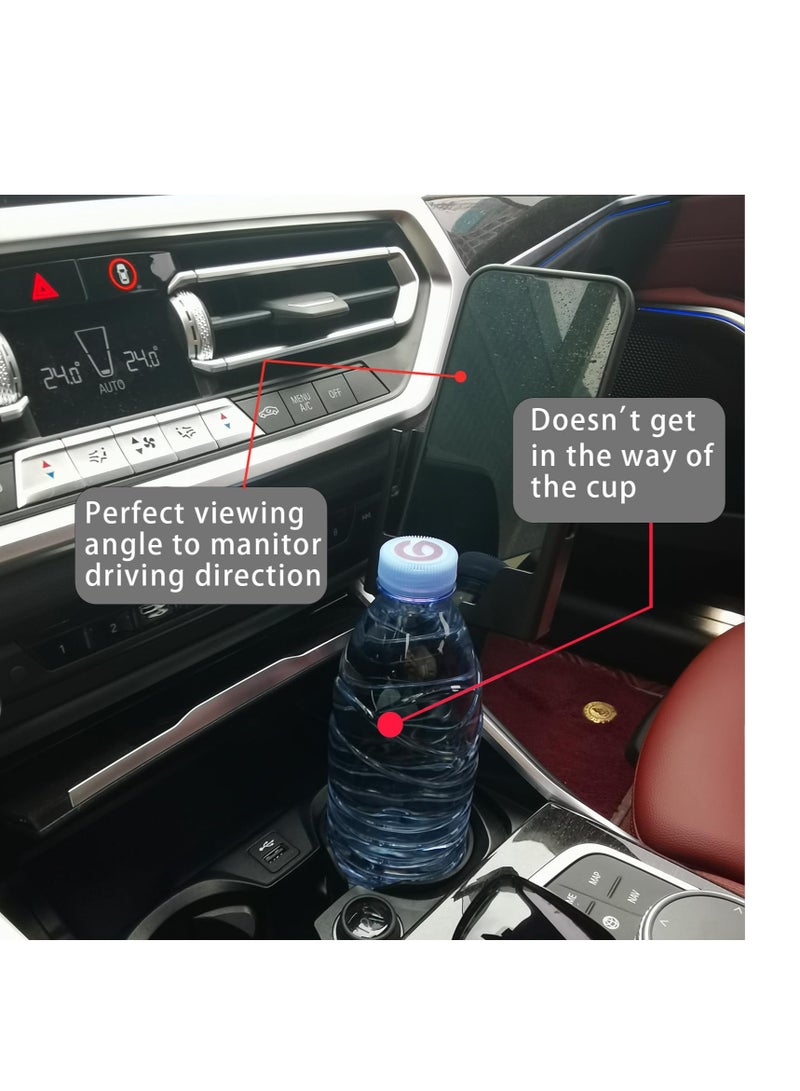 Excefore 2-in-1 Multifunctional Car Cup Holder Phone Mount, Large Capacity 9.2In Waterproof ABS Vehicle Cup Holder Expander, Universal Durable Automotive Smartphones Mount Accessories (Black) - Image 3