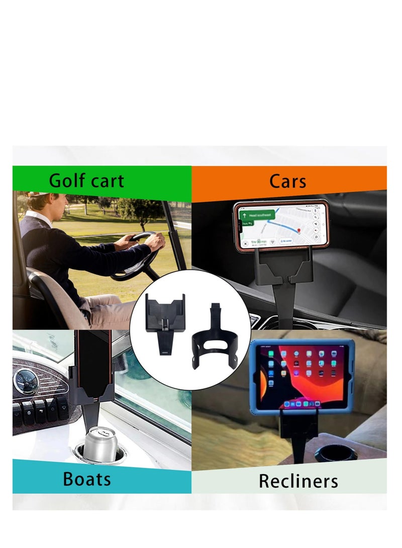 Excefore 2-in-1 Multifunctional Car Cup Holder Phone Mount, Large Capacity 9.2In Waterproof ABS Vehicle Cup Holder Expander, Universal Durable Automotive Smartphones Mount Accessories (Black) - Image 4