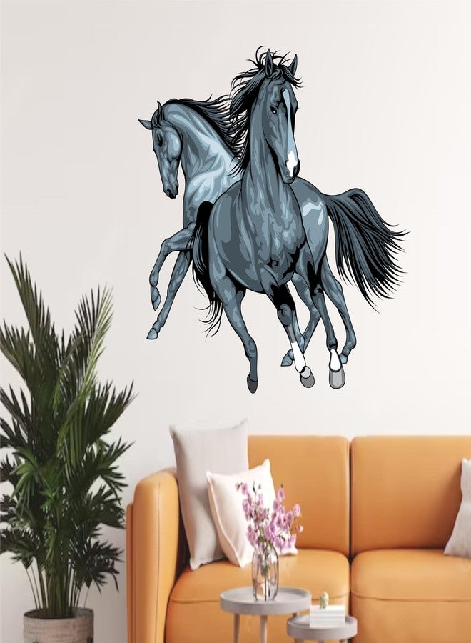 WallAdmire Wall Admire Two Horses Running Horse Sticker for Living Area Size -23x16 Inches - Image 1