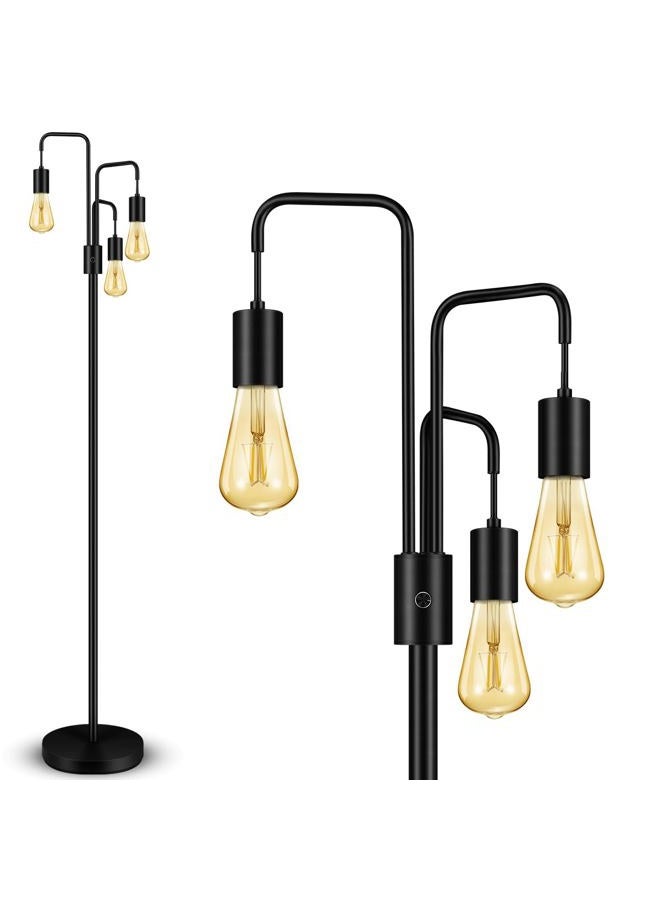 BoostArea Industrial Floor Lamp for Living Room,Modern Standing Lamp Stand Up Lamp with 3 Light, Bulbs Not Included,Simple Design Floor Lamp for Bedroom, Living Room, Office, Kids Room, Reading - Image 1