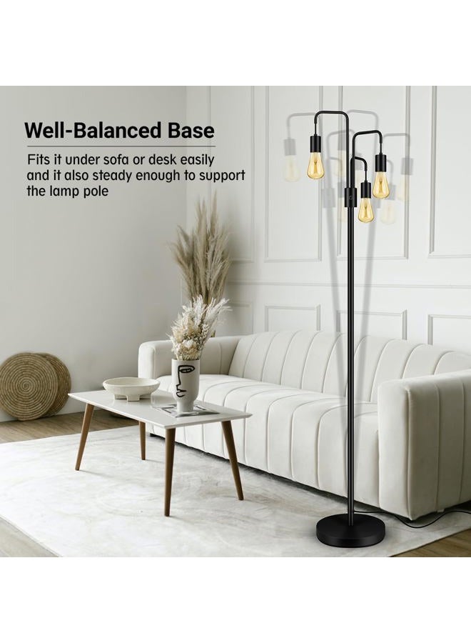 BoostArea Industrial Floor Lamp for Living Room,Modern Standing Lamp Stand Up Lamp with 3 Light, Bulbs Not Included,Simple Design Floor Lamp for Bedroom, Living Room, Office, Kids Room, Reading - Image 4