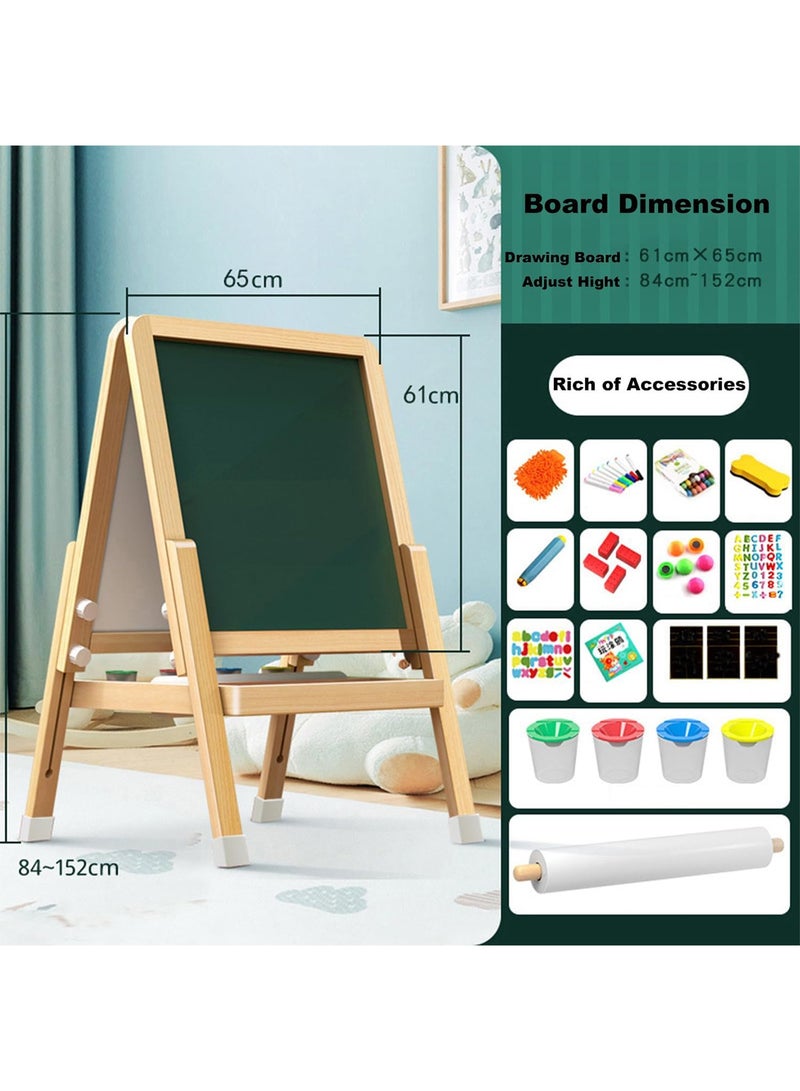 MONOGUE Kids Wooden Easel All in One Drawing Board Creative Art Station for Young Artists - Image 2