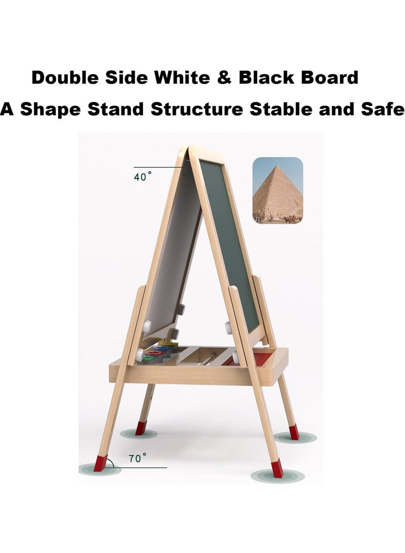 MONOGUE Kids Wooden Easel All in One Drawing Board Creative Art Station for Young Artists - Image 3