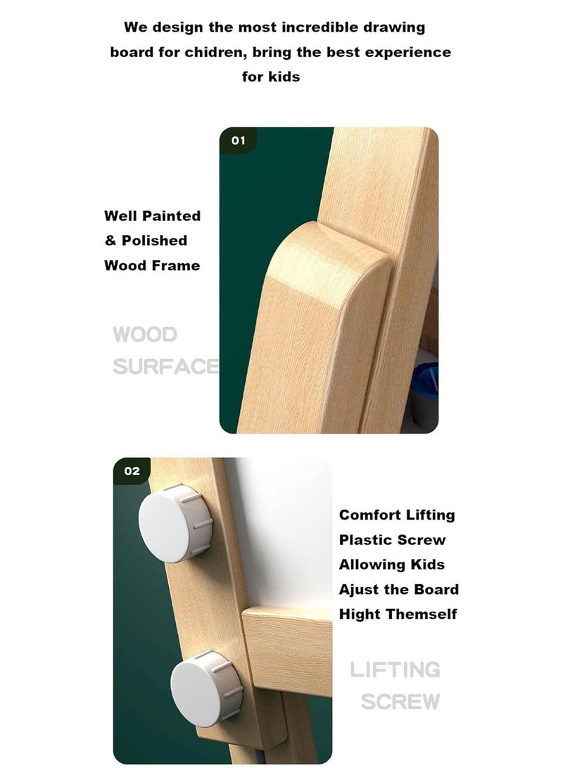 MONOGUE Kids Wooden Easel All in One Drawing Board Creative Art Station for Young Artists - Image 5
