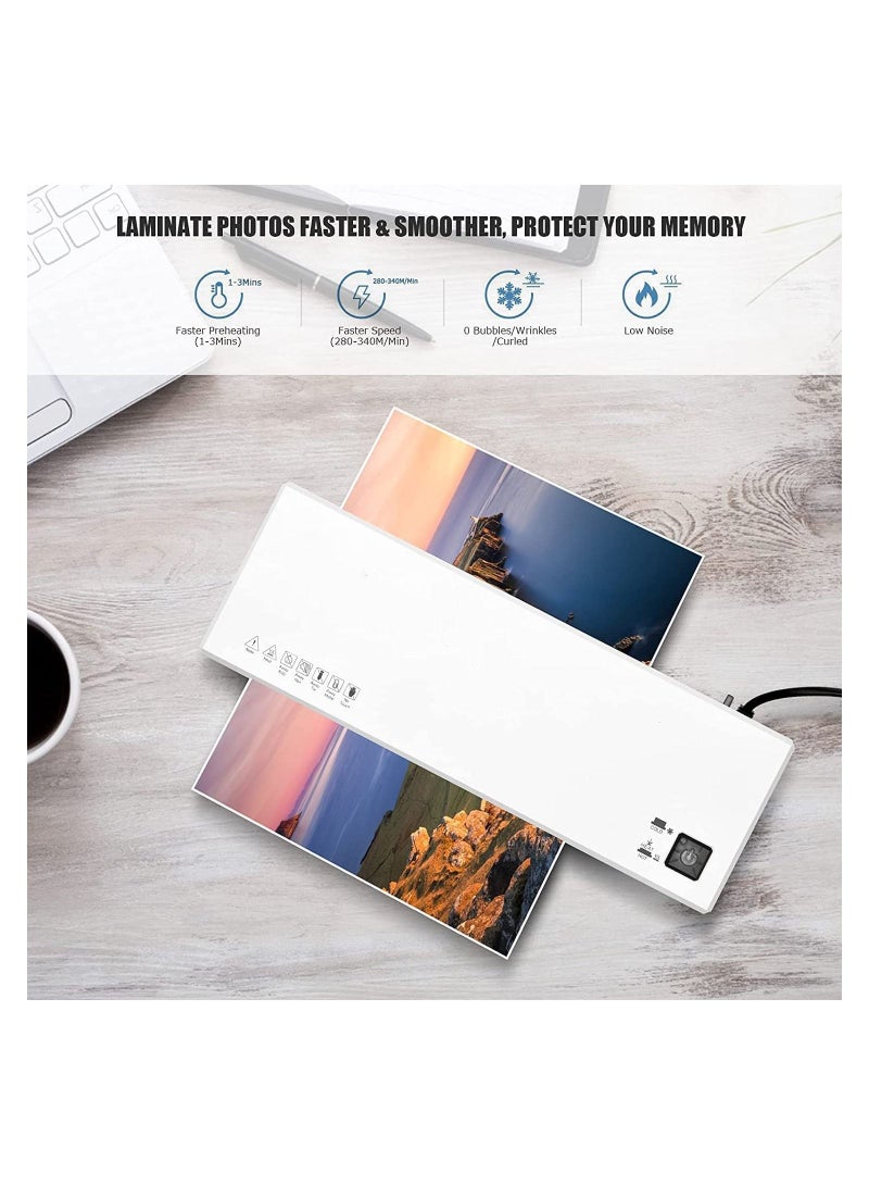 Laminator, Laminator Machine with Hot and Cold Settings 15 Pouches, 4 in 1 A4 laminator Paper Trimmer Corner Rounder, 9 Inches Personal for Home School Office - Image 4