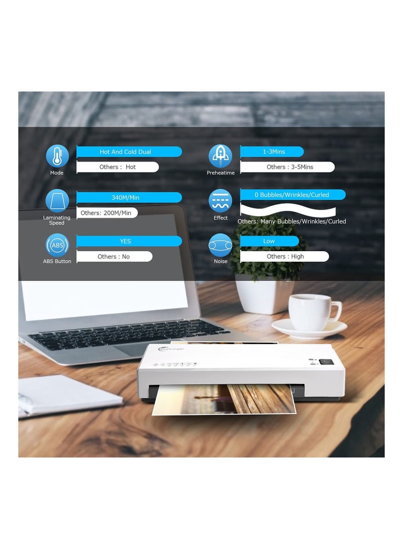 Laminator, Laminator Machine with Hot and Cold Settings 15 Pouches, 4 in 1 A4 laminator Paper Trimmer Corner Rounder, 9 Inches Personal for Home School Office - Image 5