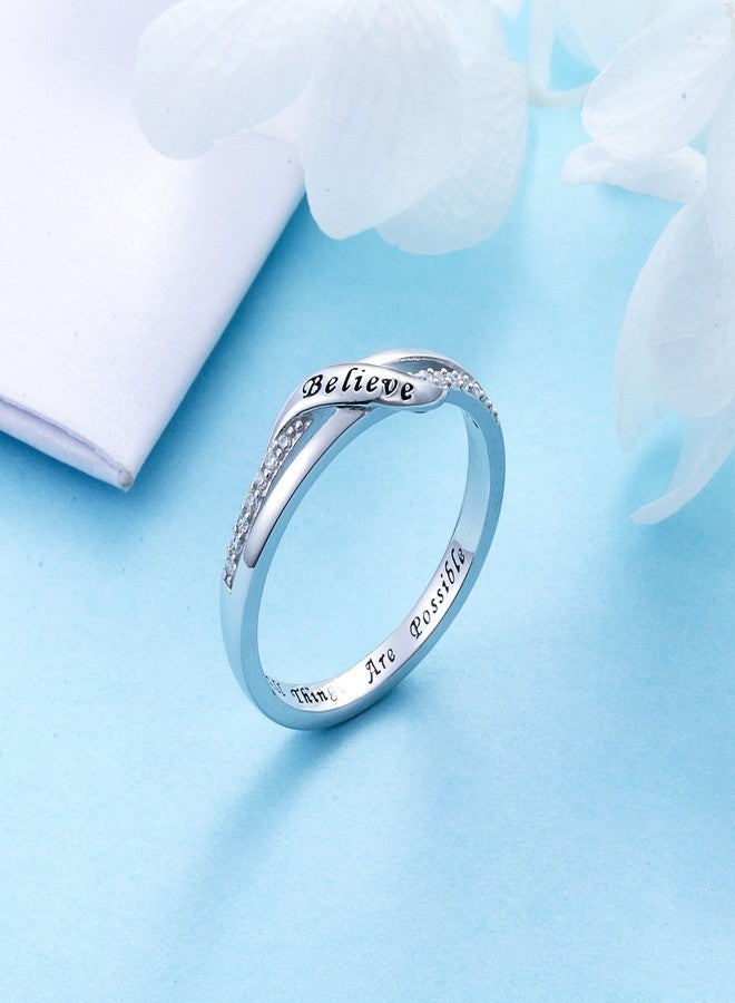 DAOCHONG Inspirational Jewelry Sterling Silver Engraved Believe All Things are Possible Band Ring for Women (7) - Image 3