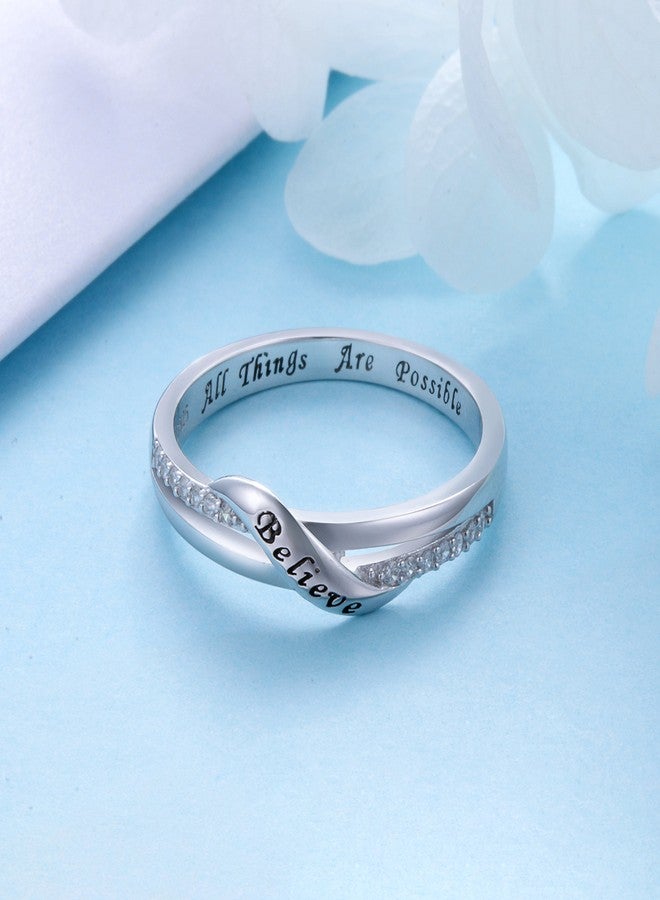 DAOCHONG Inspirational Jewelry Sterling Silver Engraved Believe All Things are Possible Band Ring for Women (7) - Image 4