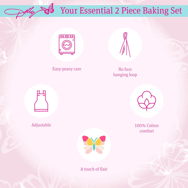 Dolly Parton Kitchenware Apron Kitchen Towel Set, 100% Cotton Cute Chef Apron and a Jacquard Woven Kitchen towel, Made with a Beautiful Pattern for Your Kitchen DÃ©cor - Teal Plaid and Butterfly - Image 3