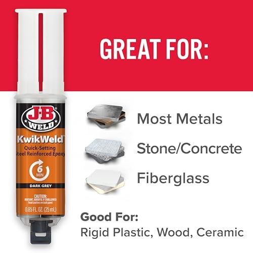 JB WELD ج-ب ويلد 6 دقيقة مجموعة إيبوكسي كويك ويلد، قوة عالية، مقاوم للماء، عبوة 2، رمادي داكن، 50176-2 - Image 4
