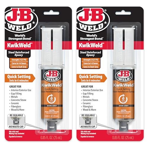 JB WELD ج-ب ويلد 6 دقيقة مجموعة إيبوكسي كويك ويلد، قوة عالية، مقاوم للماء، عبوة 2، رمادي داكن، 50176-2 - Image 1