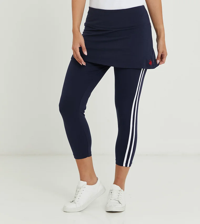 Beverly Hills Polo Club Striped Mid-Rise Knit Capris