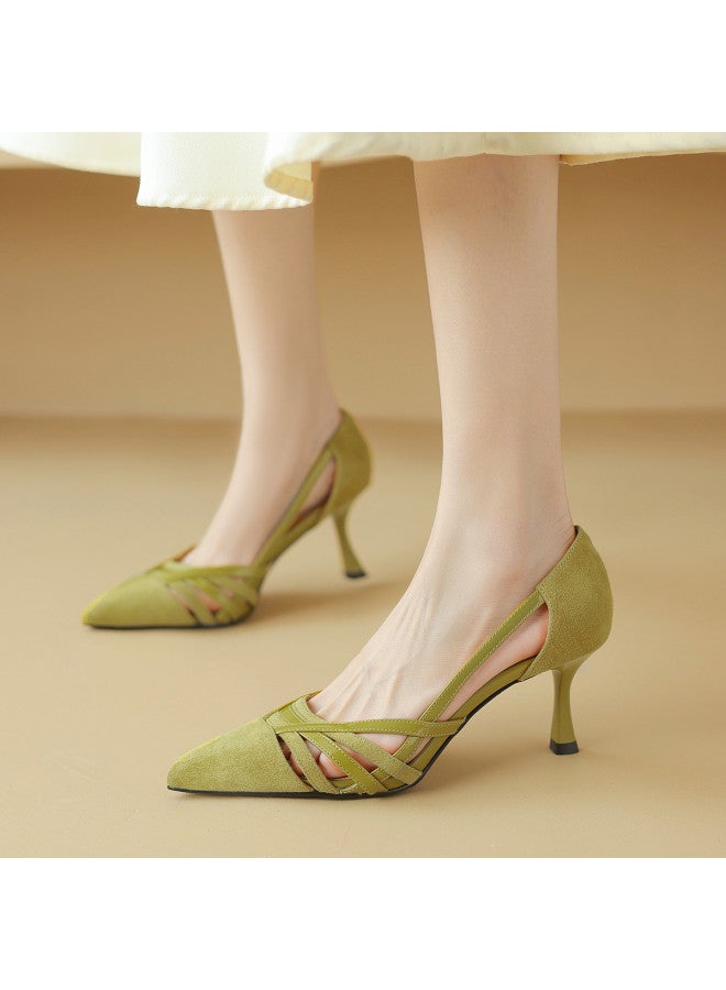 Hollow Sandals Women Hollow-out Pointed Toe Stiletto Heels Sandals High Heels - Image 2