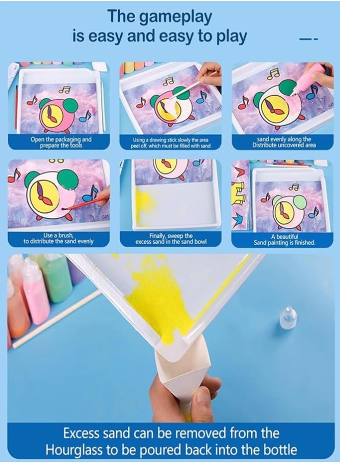 BELLSBERRY 12 Pcs Sand Painting Craft Kit for Kids – DIY Draw Cards, Creative Color Sand Art & Drawing Board Set - Image 3