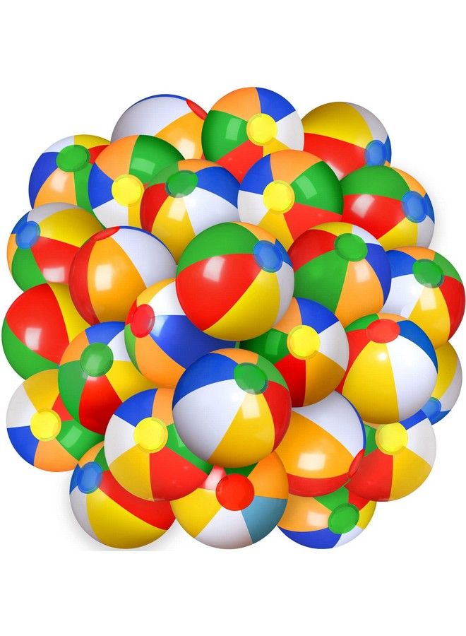 Zhanmai 40 Pack Inflatable Beach Balls 10 Inch Rainbow Colored Beach Ball For Teens And Adults Party Balls Beach Ball Toys For Party Favors School Summer Pool Water Games Toys Supplies - Image 1