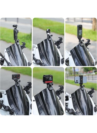 Azonee Motorcycle Windshield Camera Mount For Go-pro Hero 12 11 10 9 and For Insta360 X5 X4 X3, Aluminum Alloy Clip Holder, Action Cam Bracket for Bikes & Scooters - view 2