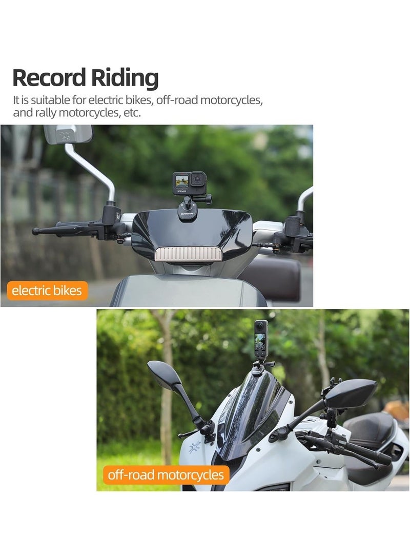 Bukela Motorcycle Windshield Camera Stick Camera Mount Insta360 x5 Accessories For Go-pro Hero 12 11 10 9 and For Insta360 X5 X4 X3, Aluminum Alloy Clip Holder, Action Cam Bracket for Bikes & Scooters - Image 4