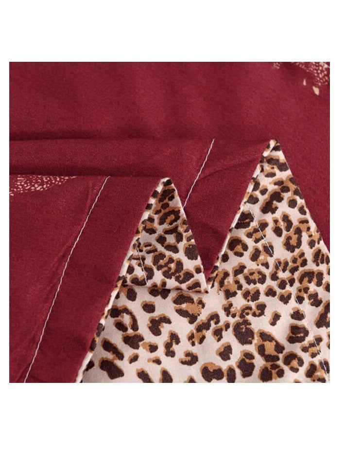 6-Piece Double Size Duvet Cover Set, 1 Duvet Cover + 1 Flat Sheet + 4 Pillow Cases, Microfibre, Mocha