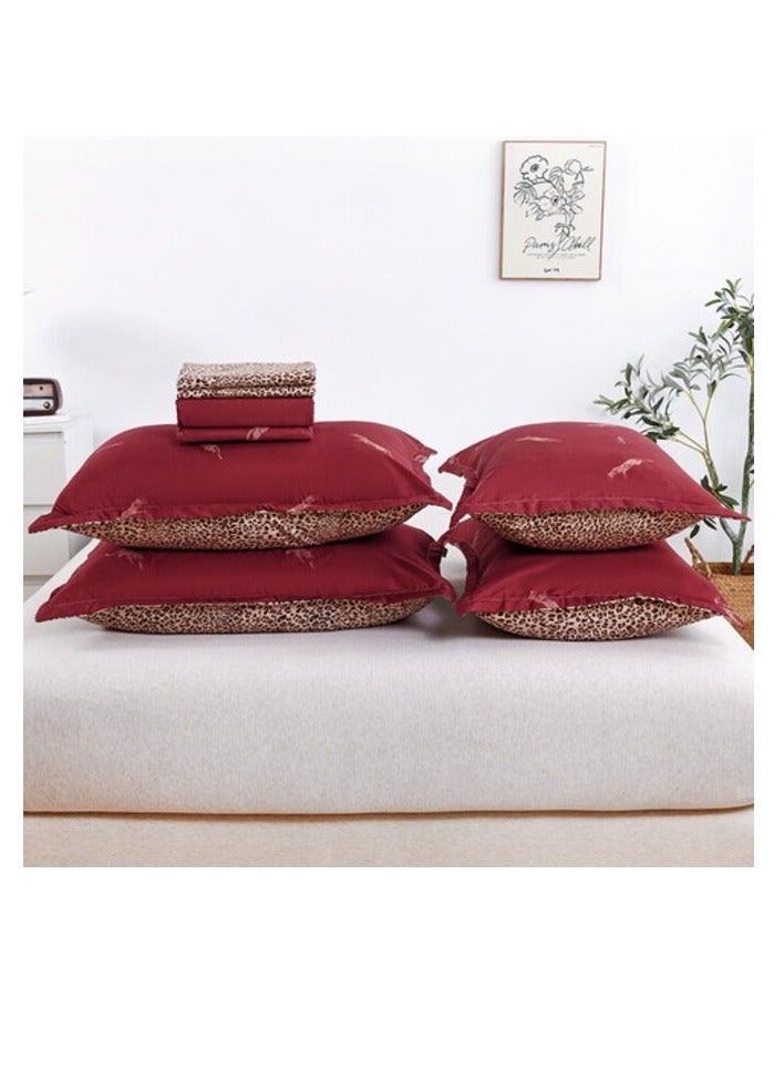 6-Piece Double Size Duvet Cover Set, 1 Duvet Cover + 1 Flat Sheet + 4 Pillow Cases, Microfibre, Mocha