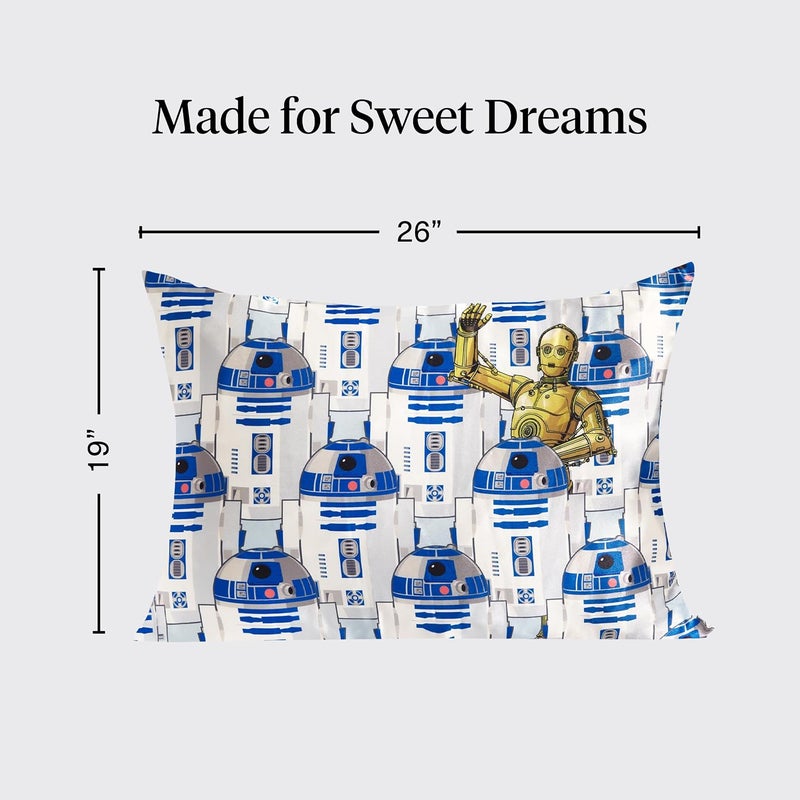 كيتش غطاء وسادة كيتش x ستار وورز R2-D2 و C-3PO ساتان | غطاء وسادة ساتان بسحاب، أفضل من غطاء وسادة الحرير | غطاء وسادة يقلل التجعد للعناية بالشعر والبشرة، مبرد وقابل للتنفس - قياسي - Image 4