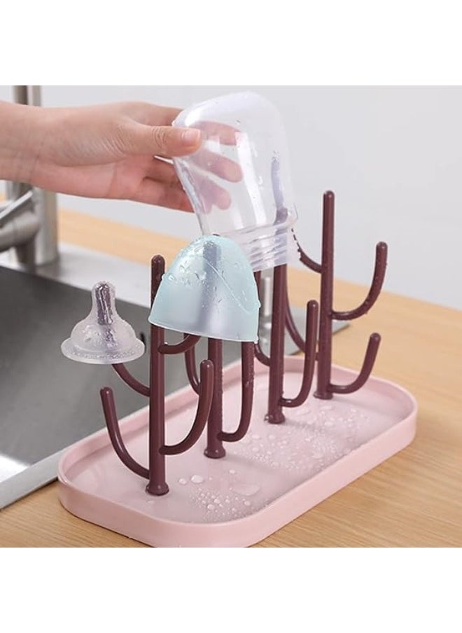 HALAMODO - Baby Bottle Drying Rack, Baby Bottle Storage Organizer, Nursing Bottle Racks, Space Saving Baby Bottle Holder, BPA Free Baby Dinnerware Organizer, with Detachable Draining Racks - Image 1