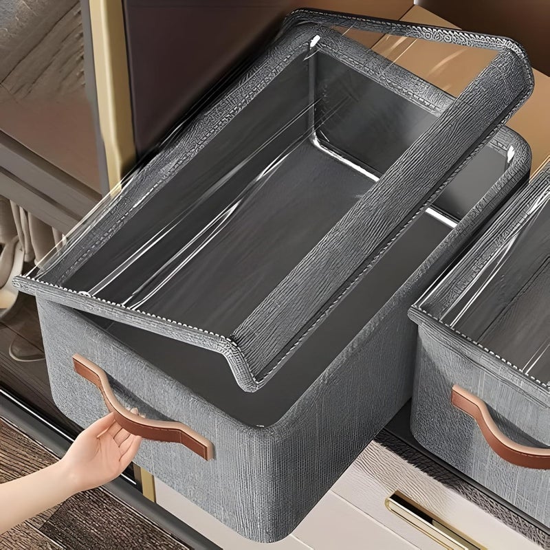 JOYSTER JOYSTER Foldable Wardrobe Organizer for Clothes Toys and Books Smart SpaceSaving Storage Box for Efficient Organization Ideal for Closets 26 LTR STORAGE BASKET WITH LID  - Image 1
