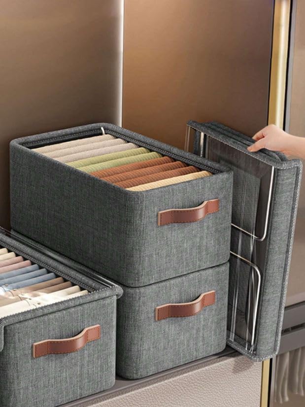 JOYSTER JOYSTER Foldable Wardrobe Organizer for Clothes Toys and Books Smart SpaceSaving Storage Box for Efficient Organization Ideal for Closets 26 LTR STORAGE BASKET WITH LID  - Image 2