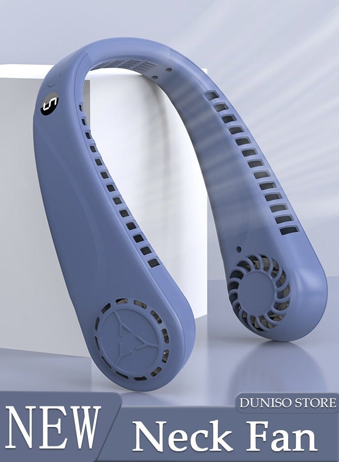 DUNISO Portable Neck Fan with LED Display, Hands Free Bladeless Neck Fan, 5 Speeds Adjustable USB Rechargeable Battery Powered Personal Neck Fan for Office, Travel, Sports, Household, Outdoor - Image 1