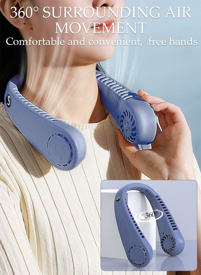 DUNISO Portable Neck Fan with LED Display, Hands Free Bladeless Neck Fan, 5 Speeds Adjustable USB Rechargeable Battery Powered Personal Neck Fan for Office, Travel, Sports, Household, Outdoor - Image 2