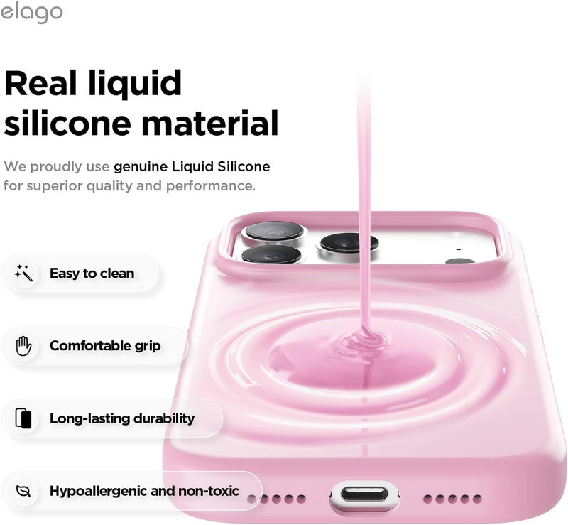 Elago Magnetic Liquid Silicone for iPhone 17 Pro | iPhone 18 Pro case cover Compatible with MagSafe - Hot Pink - Image 5