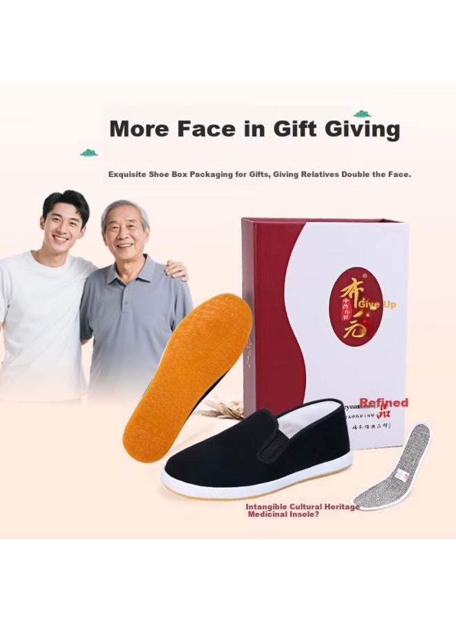 Busheyuan Beijing Cloth Shoes For Men, Traditional Handmade Thousand-layer Sole, Casual Middle-aged And Elderly Dad Shoes, Yw03jp Cowhide Sole, Size 41
