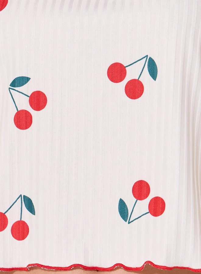 Take Two Cherry Print Cami Top and Pyjama Shorts Set