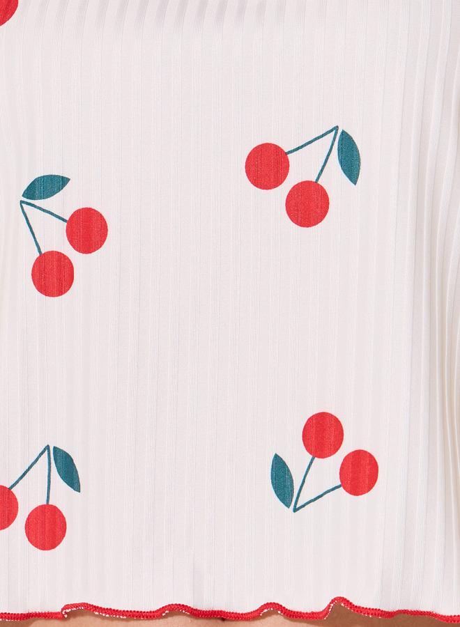 تايك تو طقم كامي شورت بيجامة بطبعة كرز - Image 4