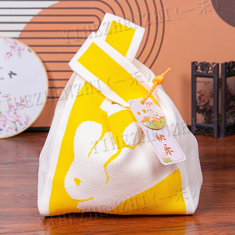 Mid-Autumn Festival Gift Bag Rabbit Portable Knitted Bag Gift Box Packaging Bag Empty Box Company Group Purchase Mid-Autumn Festival Gift Bag - Image 4