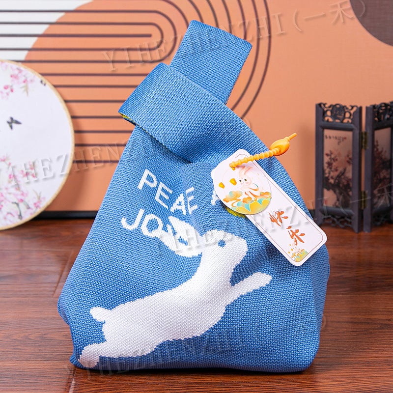 Mid-Autumn Festival Gift Bag Rabbit Portable Knitted Bag Gift Box Packaging Bag Empty Box Company Group Purchase Mid-Autumn Festival Gift Bag - Image 3