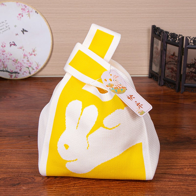 Mid-Autumn Festival Gift Bag Rabbit Portable Knitted Bag Gift Box Packaging Bag Empty Box Company Group Purchase Mid-Autumn Festival Gift Bag - Image 1