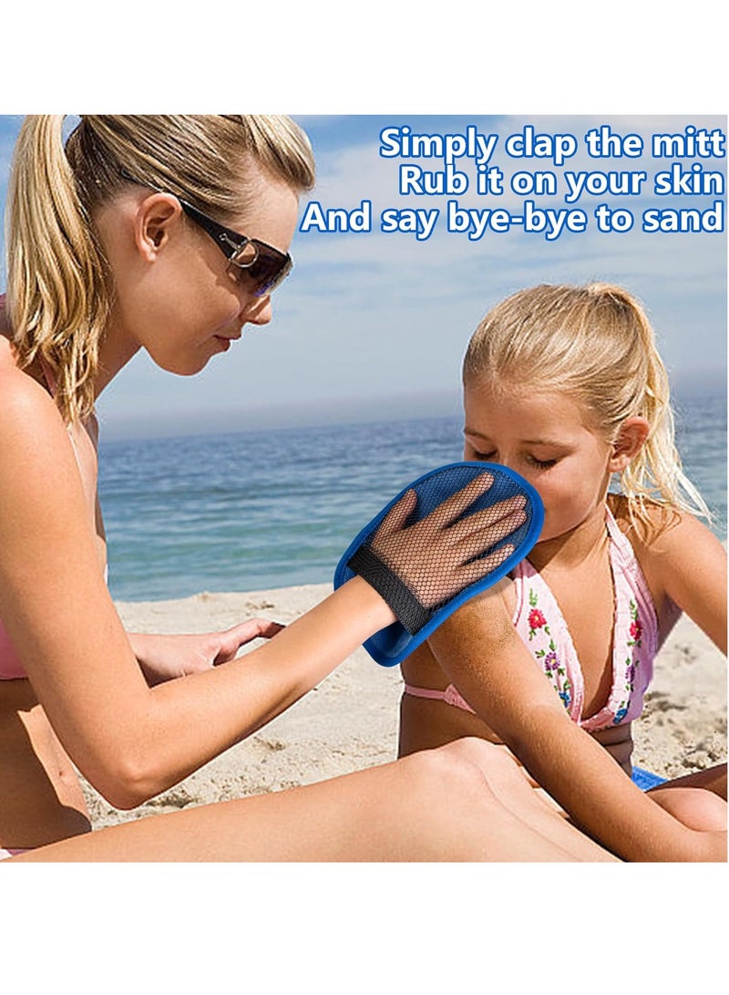 KASTWAVE 2 Pcs Sand Remover for Beach, Sand Removal Bag, Soft Sand Wipe Off Mitts, Sand Free Beach Accessories Essentials, Beach Sand Remover Cleaner Mitts Bag for Beach Activities Volleyball Sandboxes - Image 2