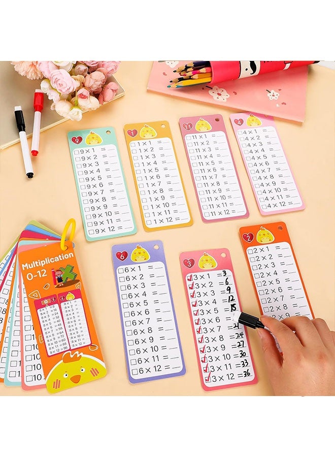 15PCS Multiplication Flash Cards, Multiplication Chart 0-12 With 2 Dry Erase Pens 1 Rings, Time Table Flash Cards For 1 St To 3rd Grades Fun Learning With Math Game - Image 5