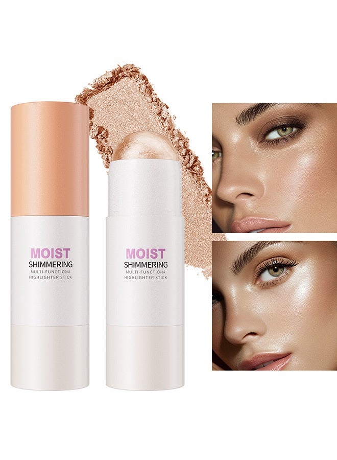 HelloKiss Moist Shimmering Multi-Functiona Highlighter Stick,Highlighter Stick Makeup, Shimmer Stick for Face & Body, Easy Blend & Long Lasting, Multi-Use Cream Highlighter Makeup for All Skin Types 02# Glassy Pearl Eclat - Image 1